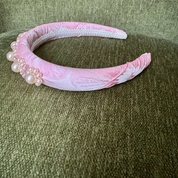 Anthropologie Sister Jane Collectors Pearl Embellished Headband Pink - Picture 5 of 7